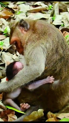 Life of Monkeys: The baby monkey clung tightly to its mother, afraid of being abandoned.