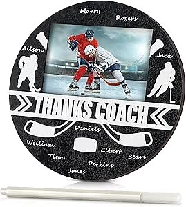 Hockey Coach from Team Gift Hockey Signable Picture Frame with Pen Fits 4 x 6 Inches Photograph Thanks Coach Gift Coaches Appreciation Hockey Home Plate Plaque