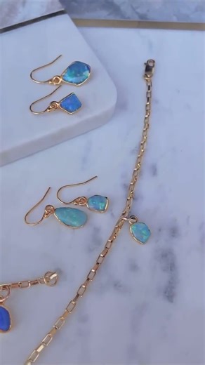 Australian Opal Charm Bracelet: Gold Filled October Birthstone Jewelry - Etsy