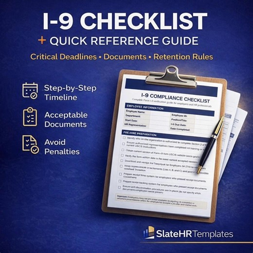 I-9 Compliance Checklist   Quick Reference Guide | Hiring Deadlines, Documents & Retention | PDF and Editable Word - Etsy Canada