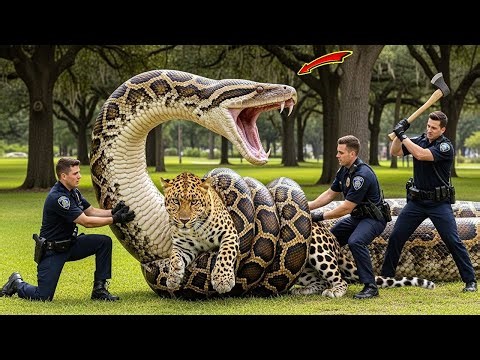 Brave rescue team fights giant python to save leopard 🐍