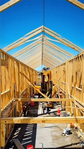 Wooden House Frame Construction Time Lapse