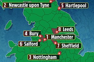 Coronavirus map shows 8 places at risk of moving alert level