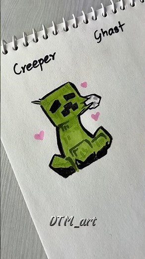 How to draw cute mobs (creeper, ghast, axolotl) #drawing #tutorial #minecraft #fpy