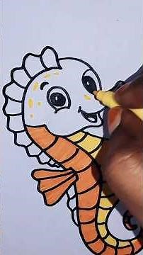 Cute Seahorse Drawing 🧡 | Easy Cartoon Sea Animal Art #cutedrawing #drawing #art