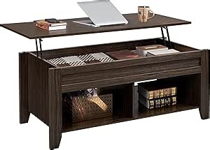 Yaheetech Lift Top Coffee Table with Hidden Storage Compartment & Seperated Lower Shelf, Lift Up Coffee Table, Rising Tabletop Dining Table for Living Room, 39.5 in L, Espresso