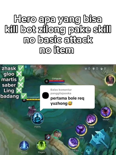 Membalas @panggilajasoka Hero apa yang bisa kill bot zilong pake skill no basic attack no item #capcut #mobilelegendsbangbang #mlbb