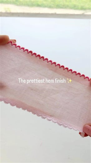 The Prettiest Hem Finish ✨ Easy Scalloped Edge on a Sewing Machine #sewinginspo #sewing
