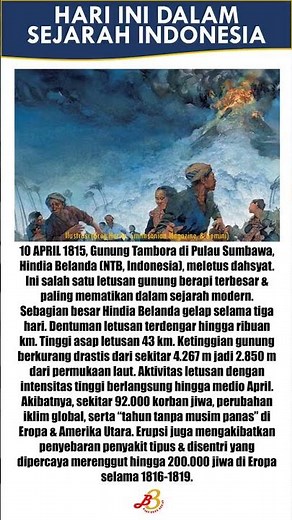 HARI INI DALAM SEJARAH INDONESIA: 10 APRIL 1815, GUNUNG TAMBORA MELETUS DAHSYAT | Bale Buku Bekas