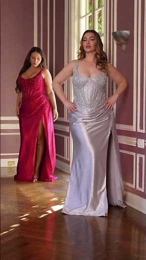 Ladivine CC475C Prom Plus Size Dress ❤️ Red vs Silver Corset Gown | Prom 2026 Trends