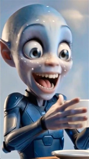 Luma, the Alien ,Tries Coffee for the First Time ...Big Mistake ☕️👽 #funny #coffee #alien #shorts