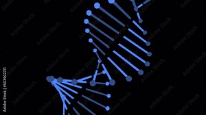 DNA strand data transmission rotating 3D animation on alpha transparent background