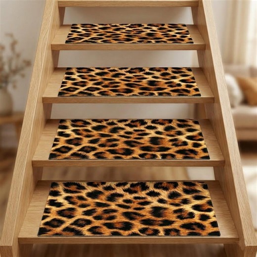 Leopard Print Stair Runner, Animal Skin Rug, Maximalist Decor, Non Slip Stair Carpet, Custom Size Hallway Runner, Jungle Nursery Rug - Etsy