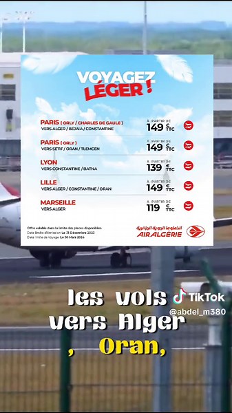 Air Algérie propose des vols sans bagage à prix cassés depuis la France