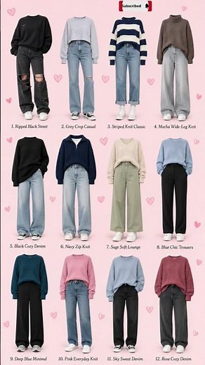 12 Cozy Casual Outfit Ideas with Sweaters, Jeans, Relaxed Trousers | Everyday Fashion Inspo✨ #shorts