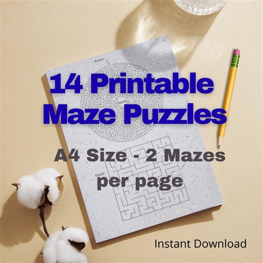 Maze Printable PDF | 14 A4 Maze Worksheets | Easy to Hard | Instant Download Activity Pack - Etsy