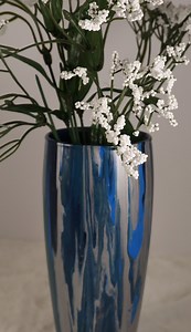 Teal, Blue, and Silver Upcycled 8 Inch Flower Vase - Etsy UK
