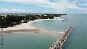 Beautiful aerial view of Chao Samran Beach, Phetchaburi Province, Thailand. This beach is a tourist attraction to relax. (2.7k Video resolution by drone)