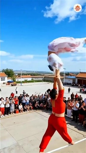 Duo Performs an Incredible High-Wire Circus Act!#shorts