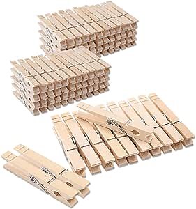 Clothes Pins Wood for Hanging Clothes,3.5 Inch【100pcs】 Heavy Duty Wooden Clothespins,Clothes Pins for Craft,Wooden Clips for Pictures. | Rust Resistant
