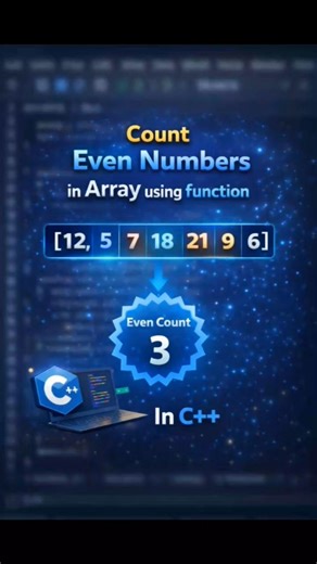 Count Even number 😱🙀in array using function in C++#codinglife#programmingbasics#arraybasics