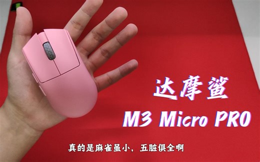 反差感？超小鼠标 顶级配置，专武升级精炼5！达摩鲨M3 MICRO PRO开箱评测