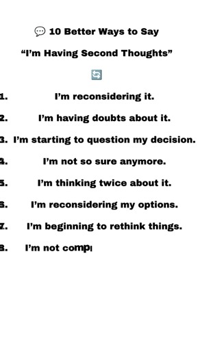 💬 10 Better Ways to Say “I’m Having Second Thoughts” 🔄 #viral #shorts #vocabulary #ytshortsindia