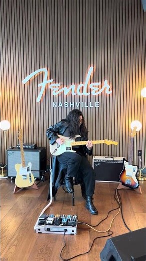 Julie puts her American Professional Classic Series Strat in action at the Fender Nashville Showroom