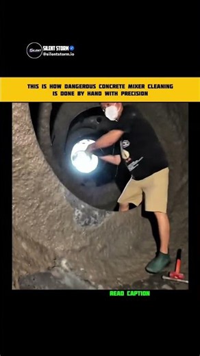 This is How Dangerous Concrete Mixer Cleaningis Done By Hand With Precision
