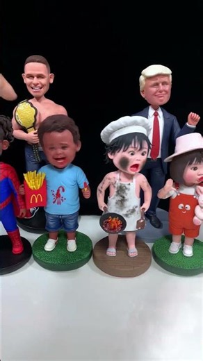 Joyful Wiggles from Handmade Clay Bobbleheads