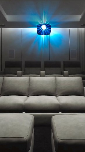 Virtual Home Theater Design, where we acted as the home theatre consultants . Stunning interior design by Lauren Mishaan Design, with warm taupe color palette and bronze accents. This private home cinema is being built in the basement level of a Brooklyn townhome. Building a virtual home theater in 3D, using VR software lets us optimize the location of seating and audio visual gear to ensure optimal performance, prior to construction. 7.2.4 Dolby Atmos surround sound with Paradigm speakers and 4