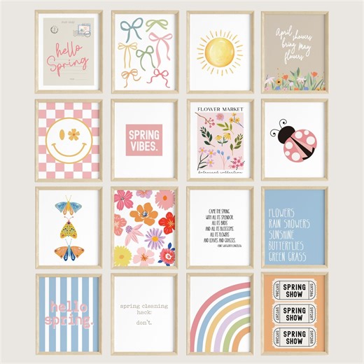 Spring Printable Wall Art | Gallery Wall Set | Spring Digital Art | Spring Decorations | Spring Mega Bundle | Spring Wall Art | Neutral Art - Etsy