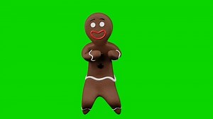 Gingerbread cookie dancing on a green screen