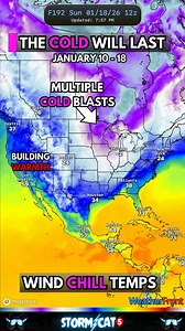 🥶 SEVERAL COLD BLASTS are set to sweep through the Eastern US in the second half of January as Winter finally looks to settle in with LASTING COLD. ↔️Temperatures that have been unseasonably mild since mid December will turn much colder as a our Weather Pattern completely FLIPS with a stubborn trough sets up in the East. ☀️ At the same time, the Western US turns warmer, with a break from the nonstop rain and Snow for California and the West Coast. This comes after FEET of Snow buried the Sierra