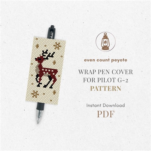 Reindeer Bead Wrap Pen Pilot G2 Cover Pattern, Christmas Even Count Peyote, Winter Scheme - Etsy