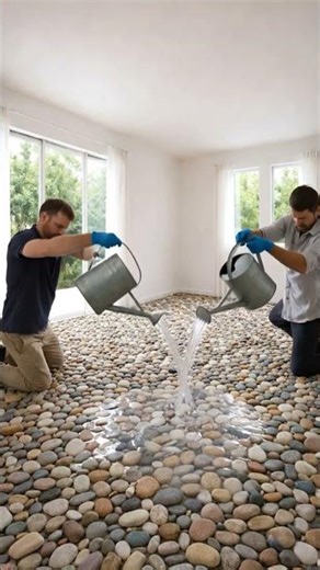 Luxury Epoxy Resin Flooring with Colorful Natural Stone | ASMR #epoxyresin #epoxyfloor #stisfying