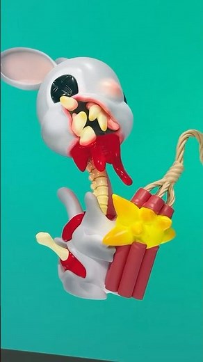 Exploding TNT rabbit sculpted in nomad. 3D printing on the Saturn 4 Ultra 16k by ‪@ElegooOfficial‬