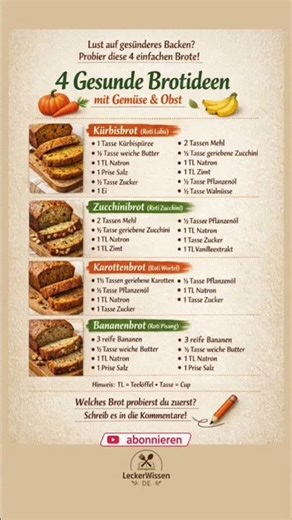 4 Gesunde Brotideen 🍞🥕 Mit Gemüse & Obst – Einfach, Saftig & Perfekt für den Alltag