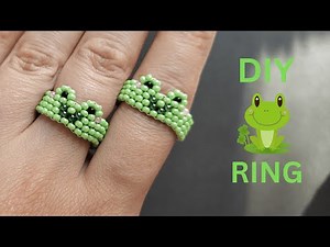 Bead frog ring, seed bead ring, peyote stitch beading tutorial