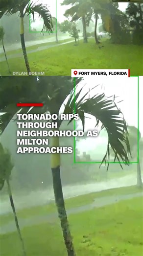 417K views · 4.6K reactions | A security camera captured the moment an apparent tornado blew by a house in Fort Myers, Florida. Homeowner Dylan Boehm told CNN that he evacuated the area but has been checking surveillance cameras at his home. Read more and follow live Hurricane Milton updates: https://cnn.it/3YgxZIN | CNN International | Facebook