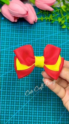 Easy Red Grosgrain Ribbon Bow ❤️ DIY Hair Bow Clip for Girls