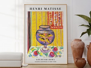 Impression de bocal à poissons rouges Henri Matisse, affiche d'art mural jaune, nature morte, oeuvre d'art d'artiste populaire, oeuvre d'art impressionnisme, idée cadeau - Etsy France