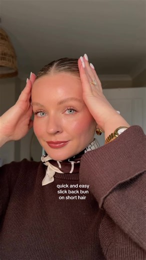 Quick and easy slick back bun on short hair 🙌🏻 the best hairstyle for rainy days and pre hair wash! Using @Kérastase mousse and @Slip Silk Pillowcase silk scrunchies #slickback #slickbackbun #shorthairstyles #hairinspo