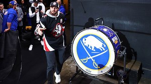 Josh Allen annihilates a beer to fire up the Sabres crowd