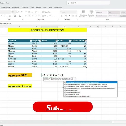 How to Use AGGREGATE in Excel (Ignore Errors Automatically)