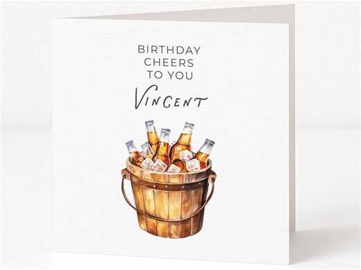 Personalized Beer Birthday Card for Him - Cheers! - Etsy