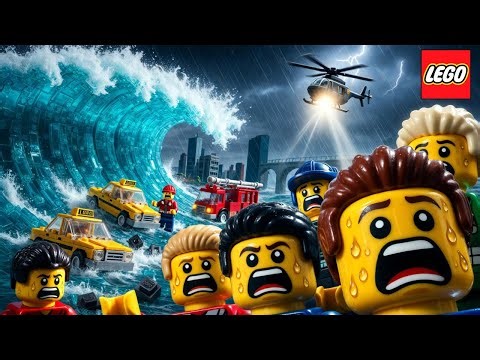 THE GREAT FLOOD 🌊 LEGO City Tsunami |LEGO AI Stop-Motion Disaster