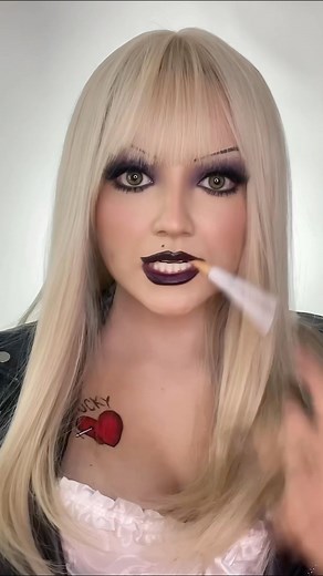 TIFFANY MAKEUP 🖤 #tiffany #tiffanymakeup #noviadechucky #halloween #halloweencostume #halloweenmakeup #halloween2023 | Kathya Paola