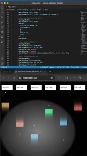 Canvas Bars Compete for Distance (JavaScript Animation) #coding #uidesignlearning #webdesign