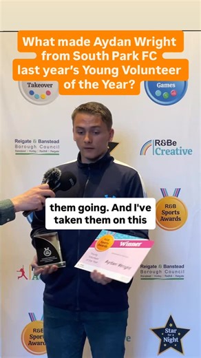 Reigate & Banstead on Instagram: "Aydan Wright from @southparkreigatefc was a #SportsAward winner last year. Nominate now for a 2026 award - see link in bio"